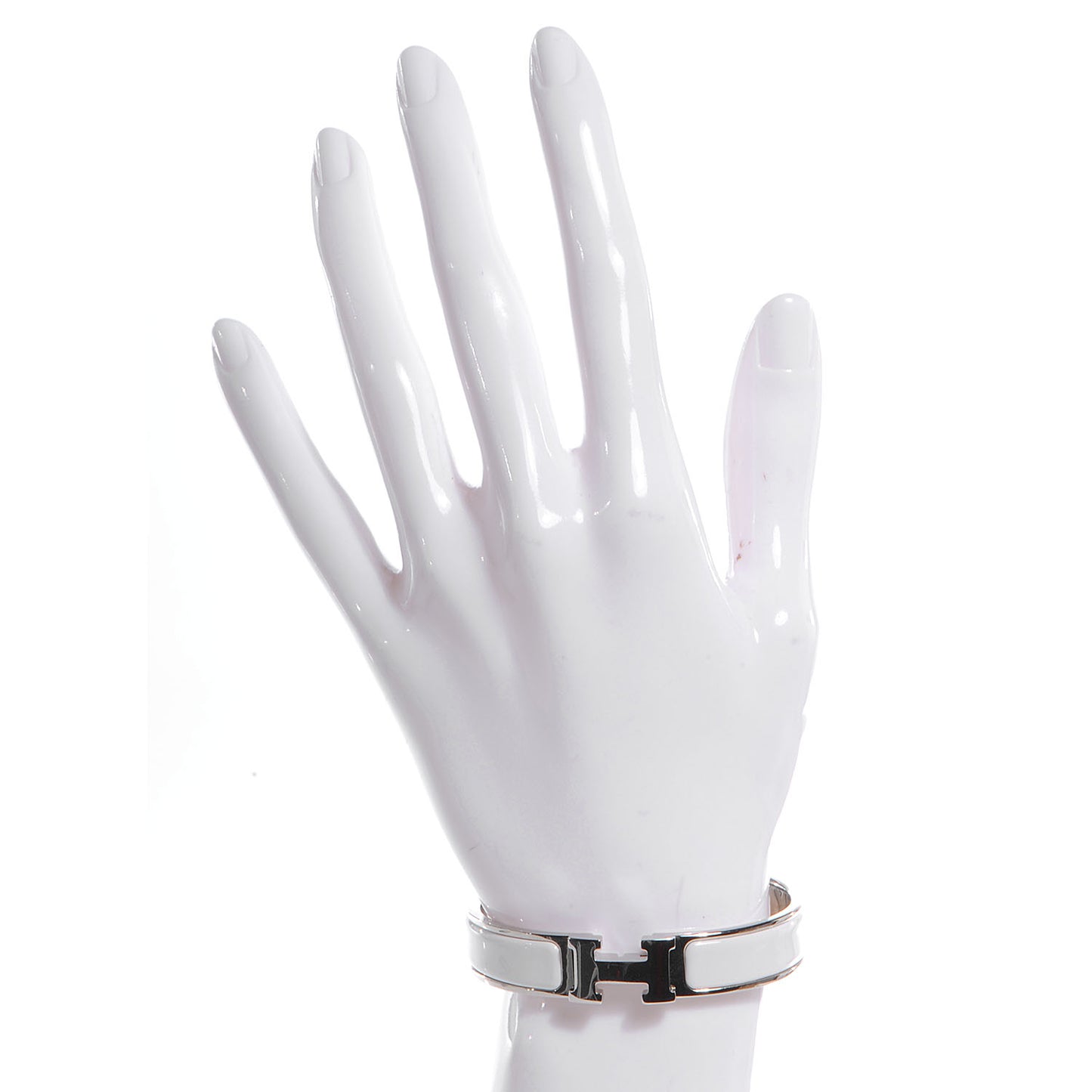 Enamel Narrow Clic Clac H Bracelet PM White