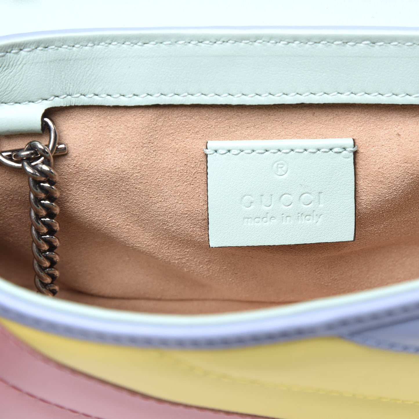 Calfskin Matelasse Diagonal Super Mini GG Marmont Shoulder Bag Multicolor Pastel