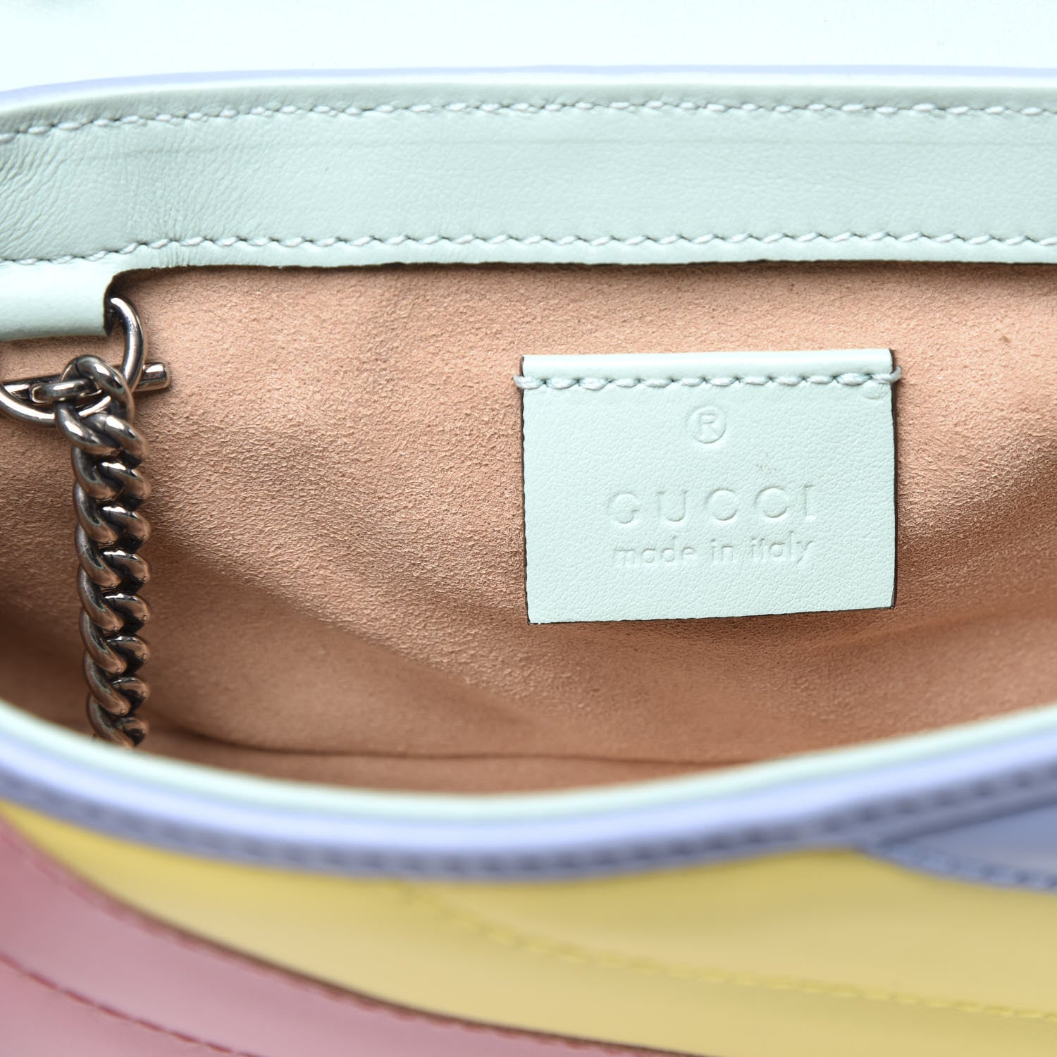 Gucci Calfskin Matelasse Diagonal Super Mini GG Marmont Shoulder Bag Multicolor Pastel 7 of 9