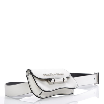 Prada City Calfskin Micro Sidonie Belt Bag 85 34 White Black 3 of 6