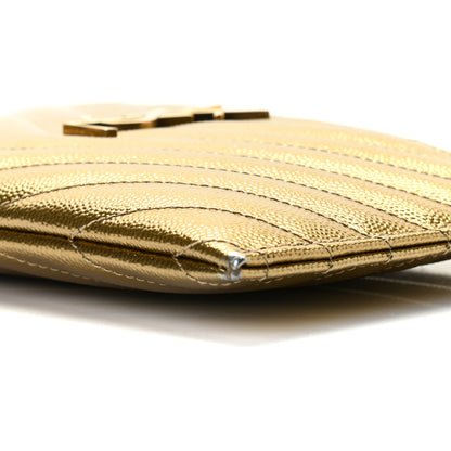 Saint Laurent Iridescent Grain De Poudre Matelasse Chevron Monogram Bill Pouch Gold 7 of 9
