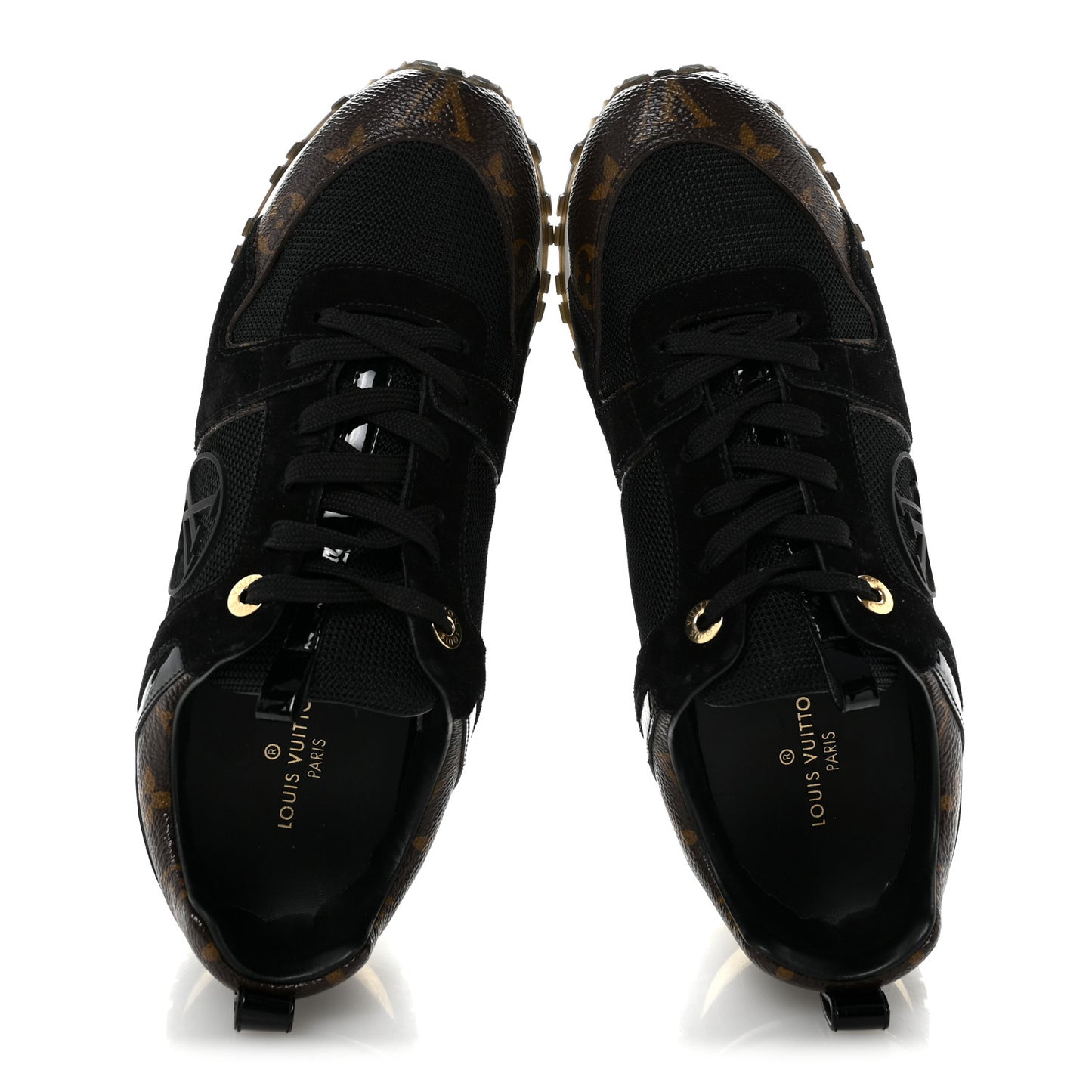 Suede Calfskin Recycled Monogram Nylon Run Away Sneakers 38 Black