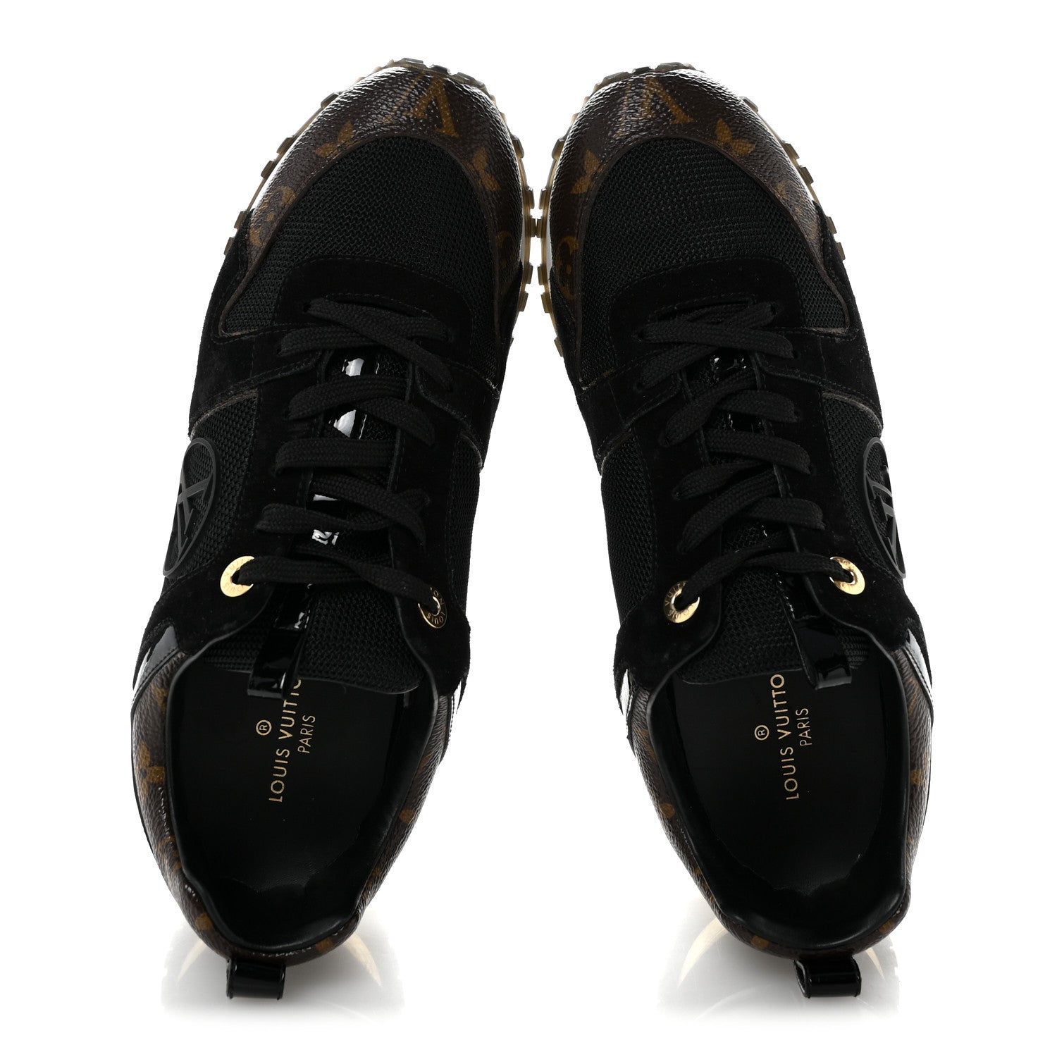 Louis Vuitton Suede Calfskin Recycled Monogram Nylon Run Away Sneakers 38 Black 2 of 10
