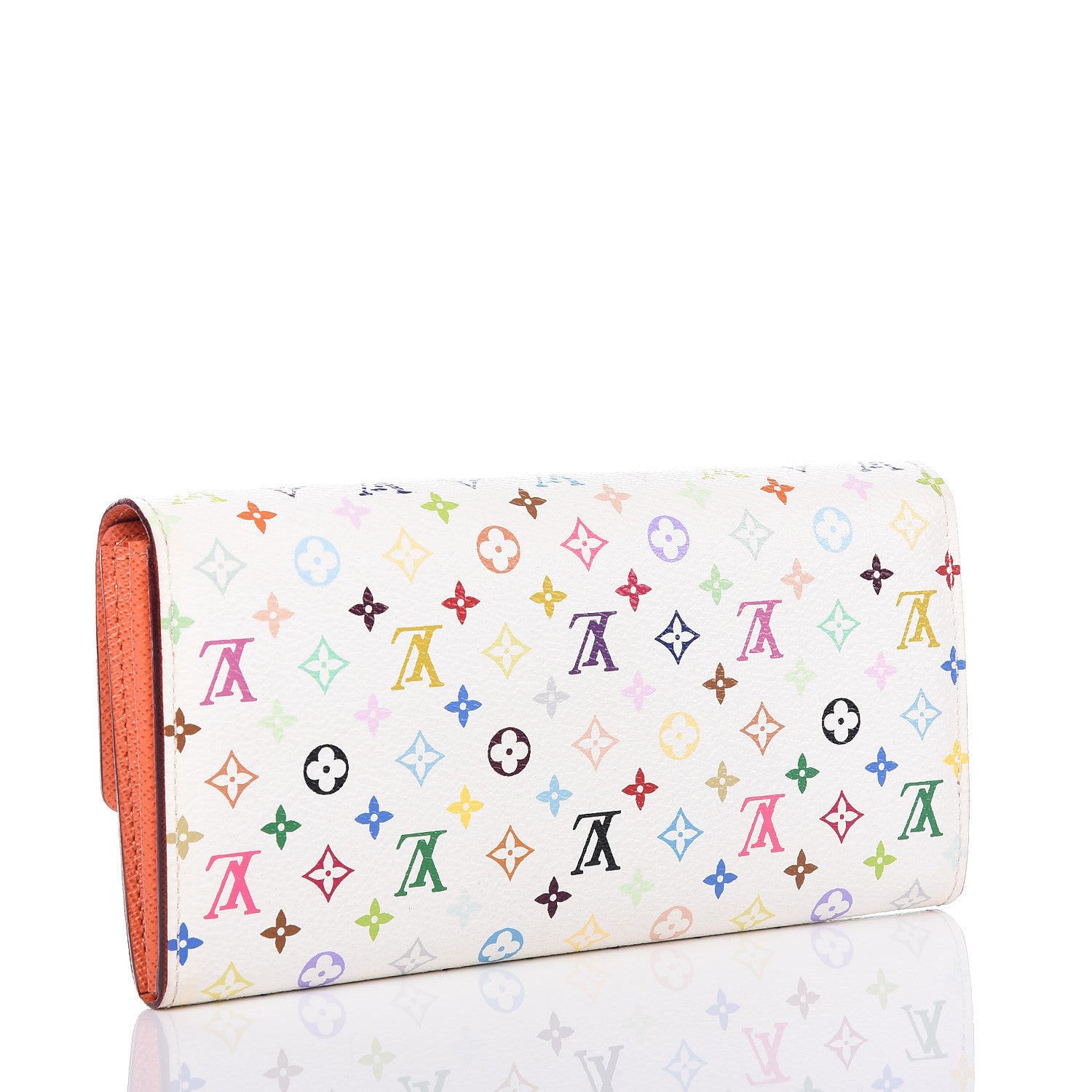 Louis Vuitton Monogram Multicolor Sarah Wallet White Orange 3 of 9