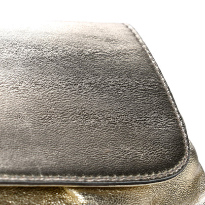 Gucci Metallic Calfskin Satin Bamboo Clutch Argento 15 of 15