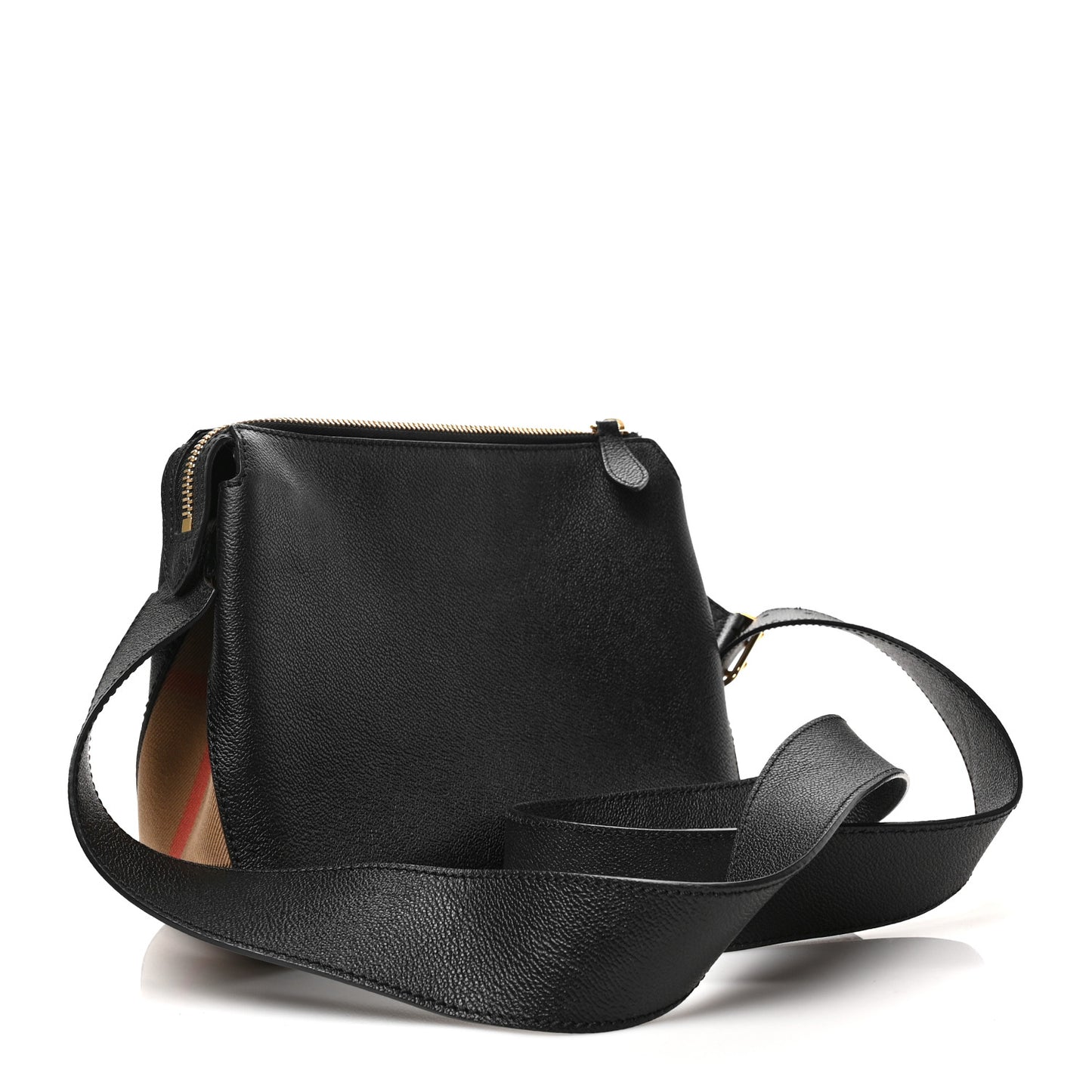 Soft Grain Calfskin House Check Small Helmsley Crossbody Black