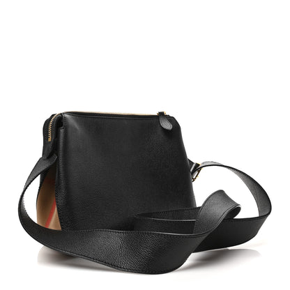 Burberry Soft Grain Calfskin House Check Small Helmsley Crossbody Black 3 of 9
