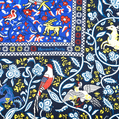 Hermes Cashmere Silk Jardins De Soie Shawl 140 Marine Jaune Vif 3 of 5