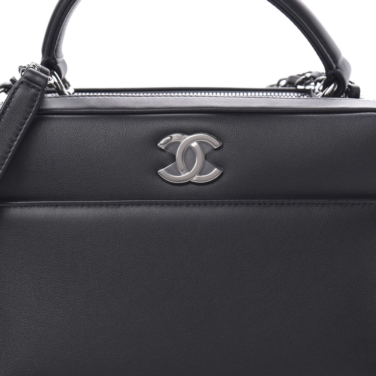 Calfskin Small Trendy CC Bowling Bag Black