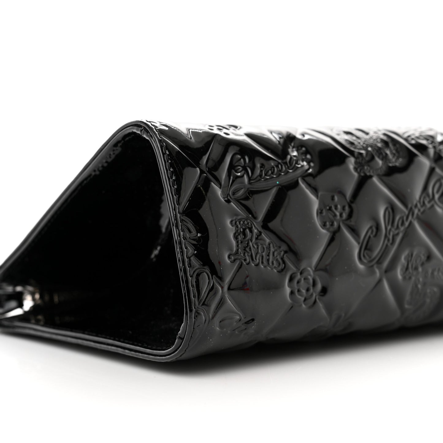 Patent Calfskin Lucky Symbols Pochette Black