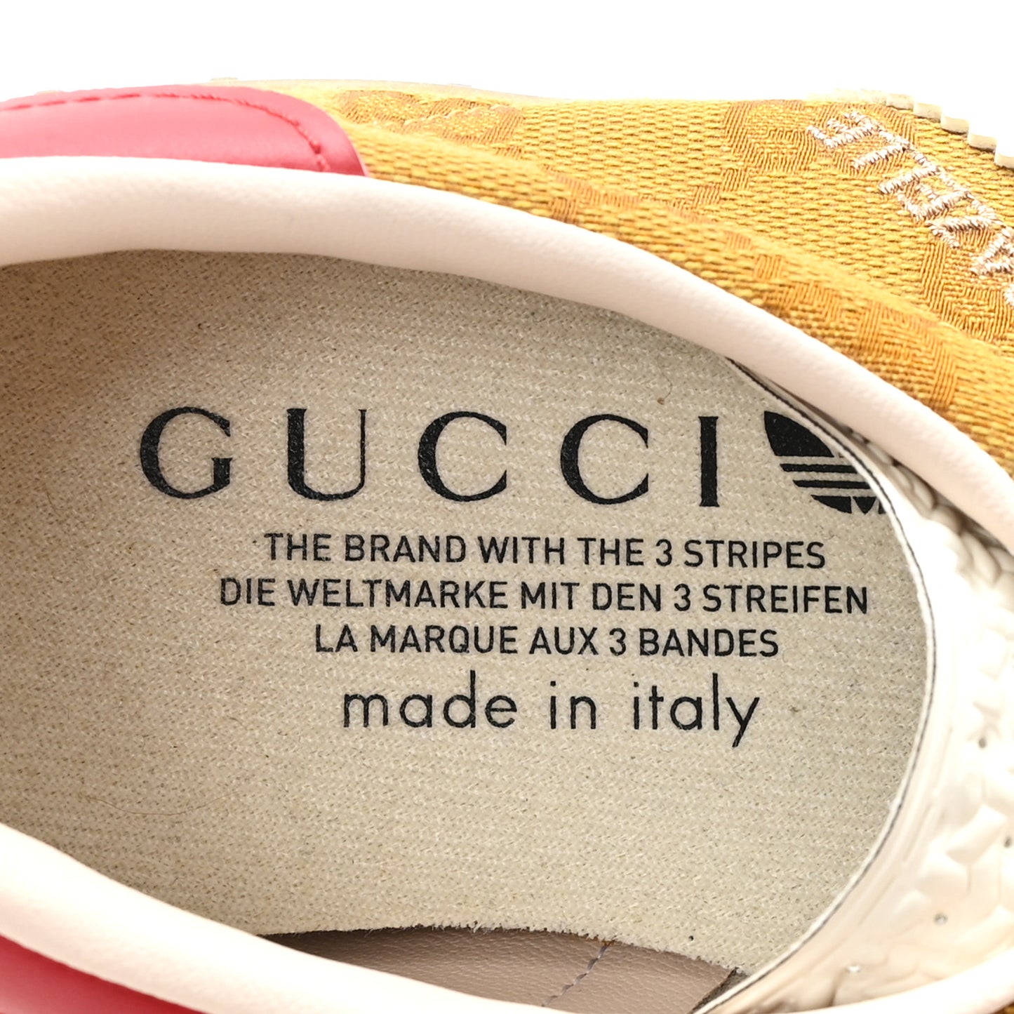 X ADIDAS Vintage GG Monogram Mens Gazelle Sneakers 7.5 Mid Natural Nut Off White
