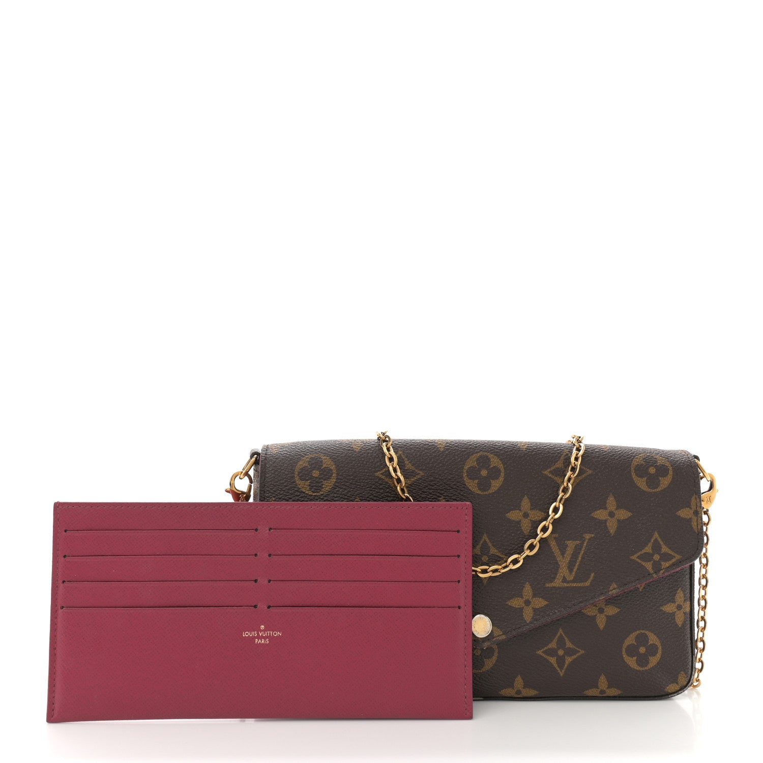 Louis Vuitton Monogram Pochette Felicie Chain Wallet Fuchsia 3 of 16