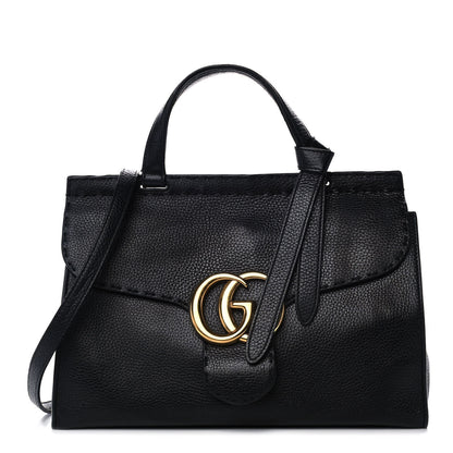 Gucci Calfskin Small GG Marmont Top Handle Bag Black 1 of 15