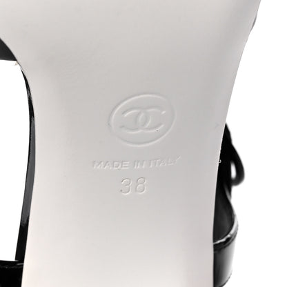 Chanel Patent Calfskin Sandal 38 Black White 7 of 11