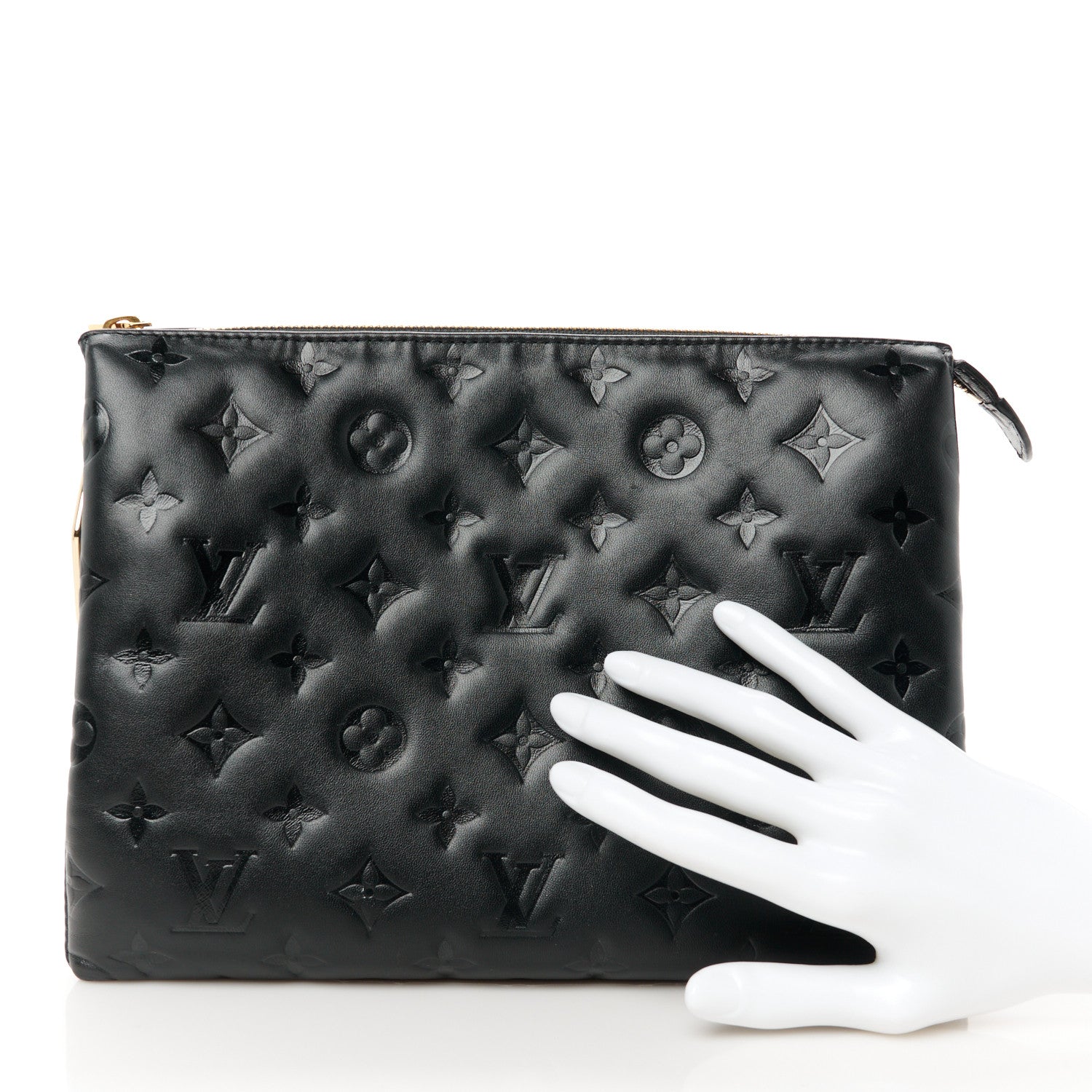 Louis Vuitton Lambskin Embossed Monogram Coussin PM Black 2 of 11