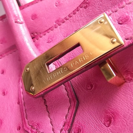 Ostrich Birkin 30 Fuchsia