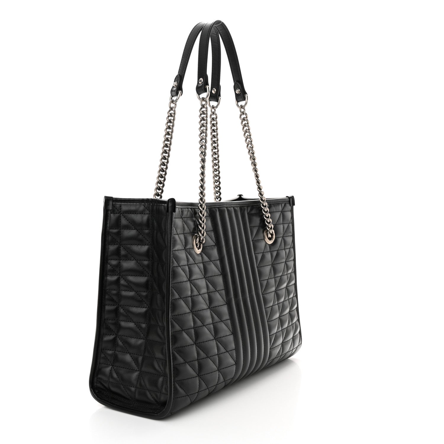 Gucci Calfskin Matelasse Aria Medium GG Marmont Shoulder Tote Black 3 of 14