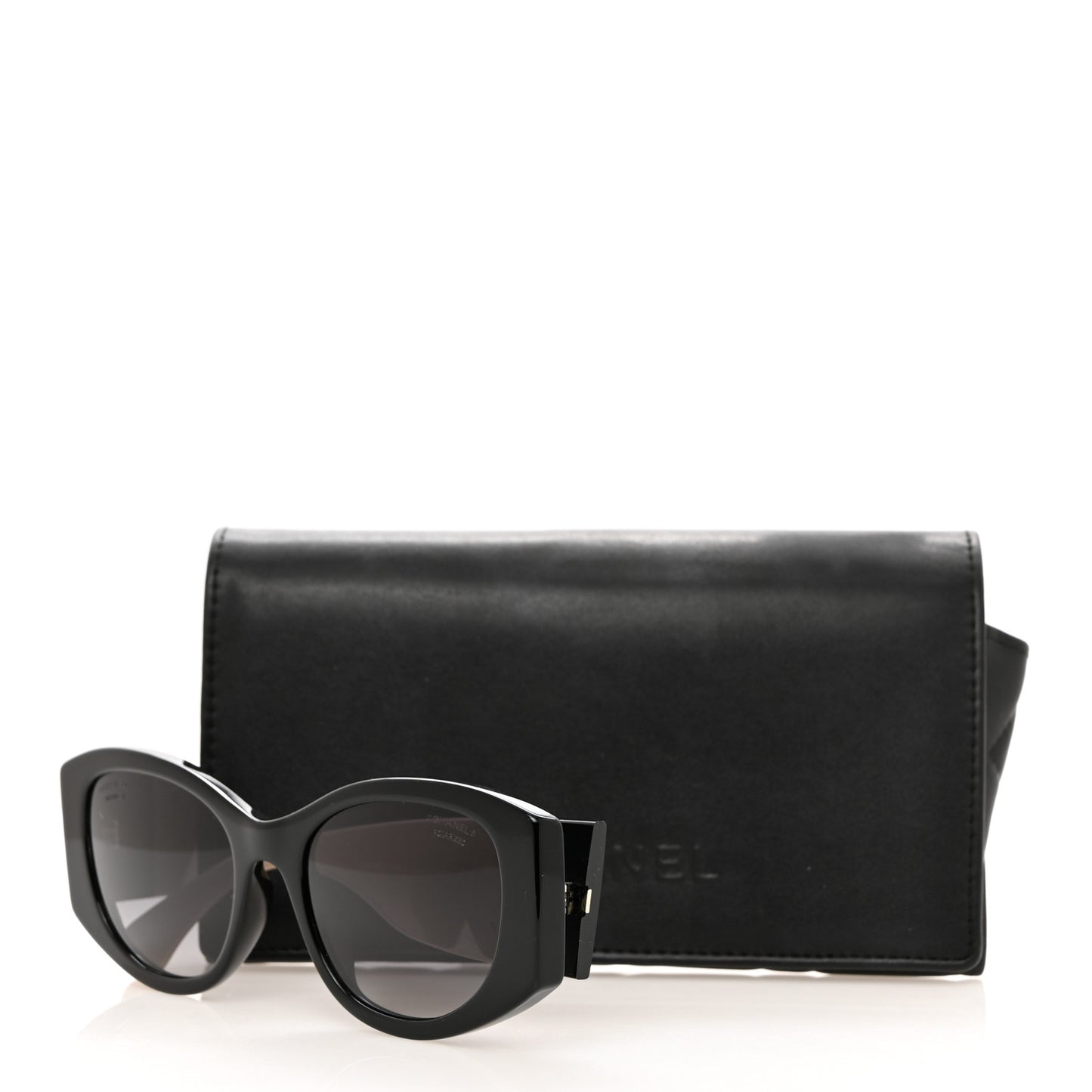 Acetate Oval Sunglasses 5524-A Black Beige