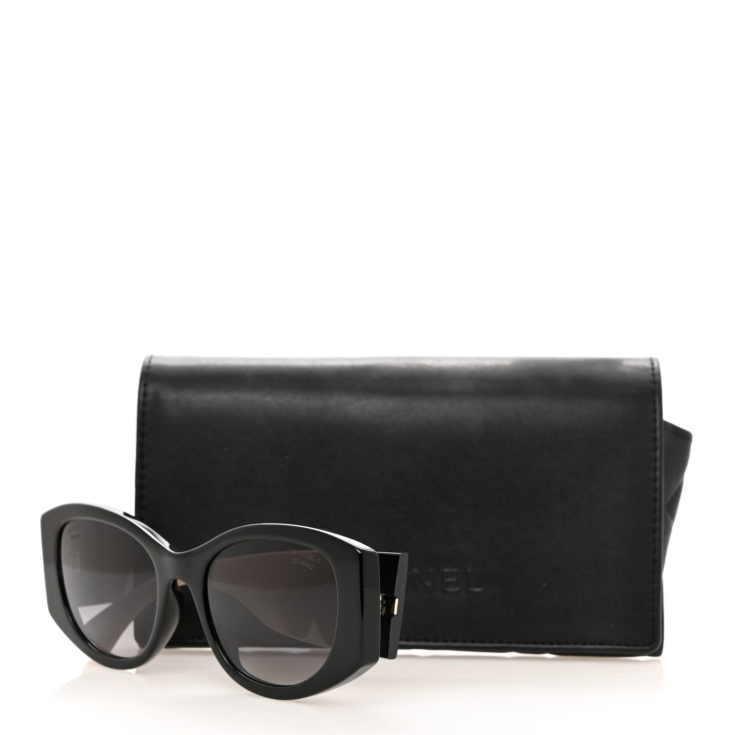 Chanel Acetate Oval Sunglasses 5524-A Black Beige 8 of 8