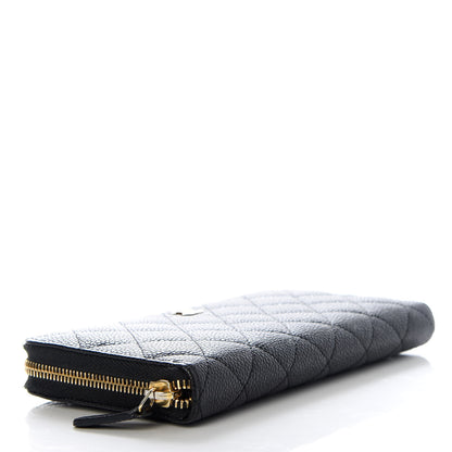 Chanel Caviar Quilted Large Gusset Zip Around Wallet Black 4 of 9