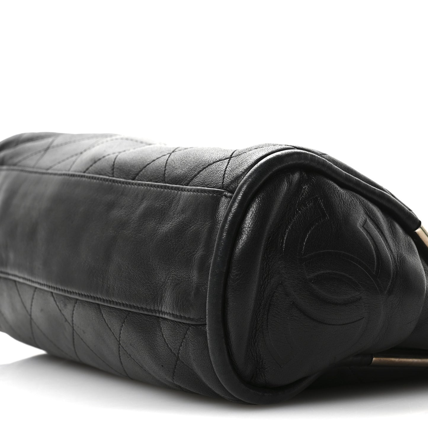 Lambskin Stitched Medium Ultimate Soft Tote Black