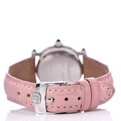 Chopard Stainless Steel Alligator Diamond Pink Sapphire Mother of Pearl 26mm Happy Sport Moon Star Quartz Watch 4 of 9