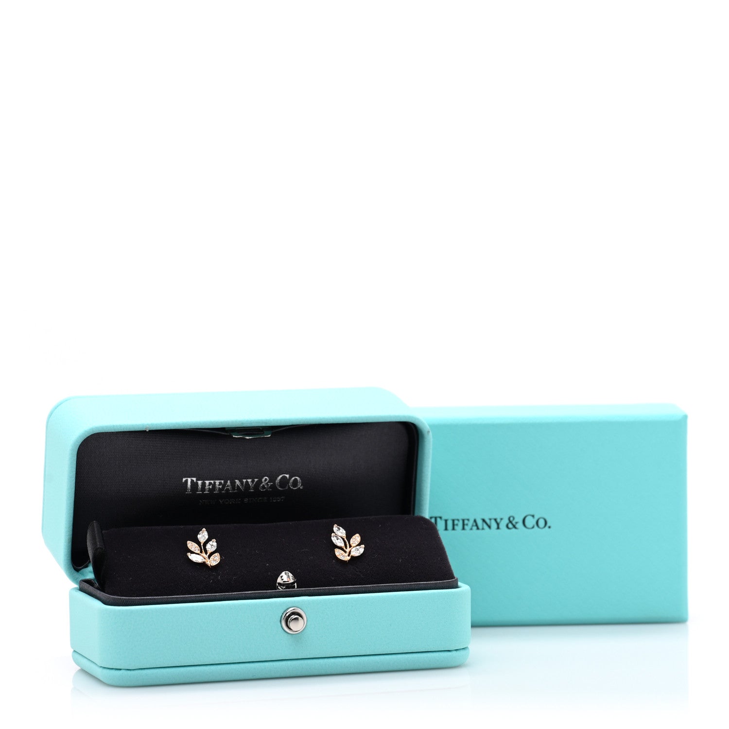 Tiffany 18K Rose Gold Diamond Small Victoria Vine Earrings 5 of 5