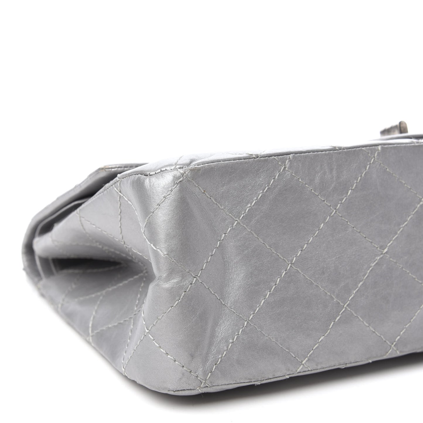 Metallic Aged Calfskin Quilted 2.55 Reissue 227 Flap Silver