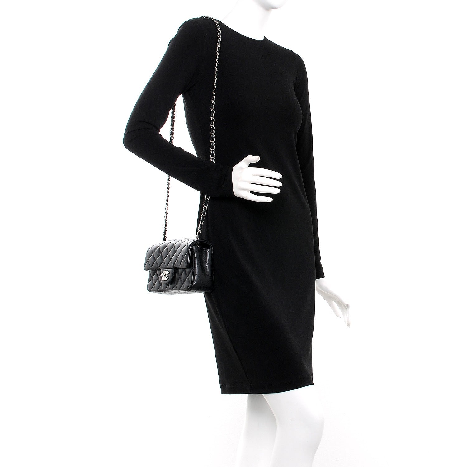 Chanel Lambskin Quilted Mini Rectangular Flap Black 2 of 8