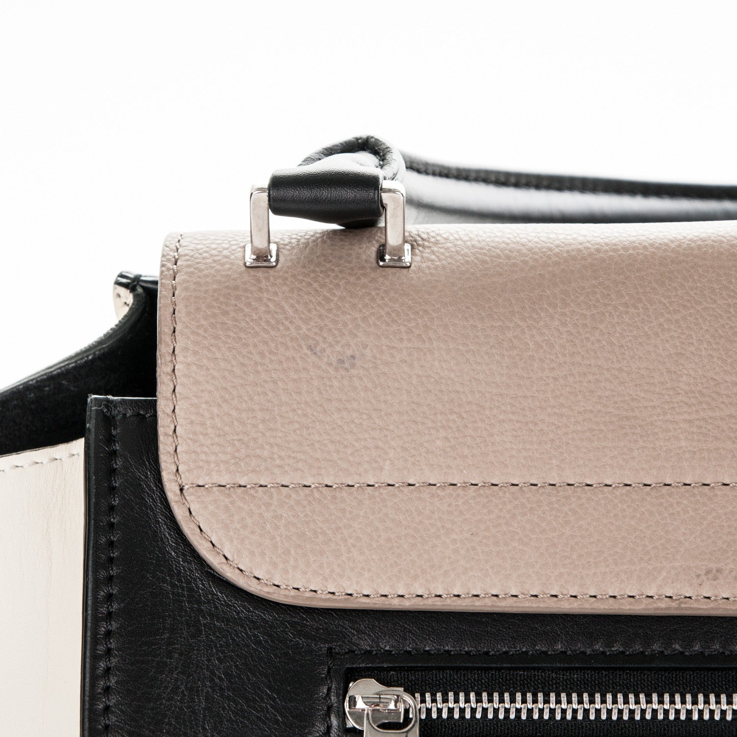 Celine Drummed Calfskin Large Tri-Color Trapeze Light Khaki 7 of 9