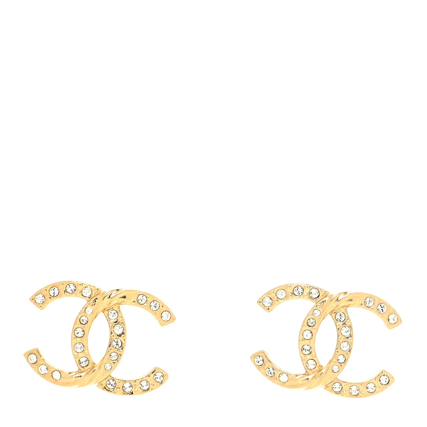Chanel Crystal Twist CC Earrings Gold 1 of 4