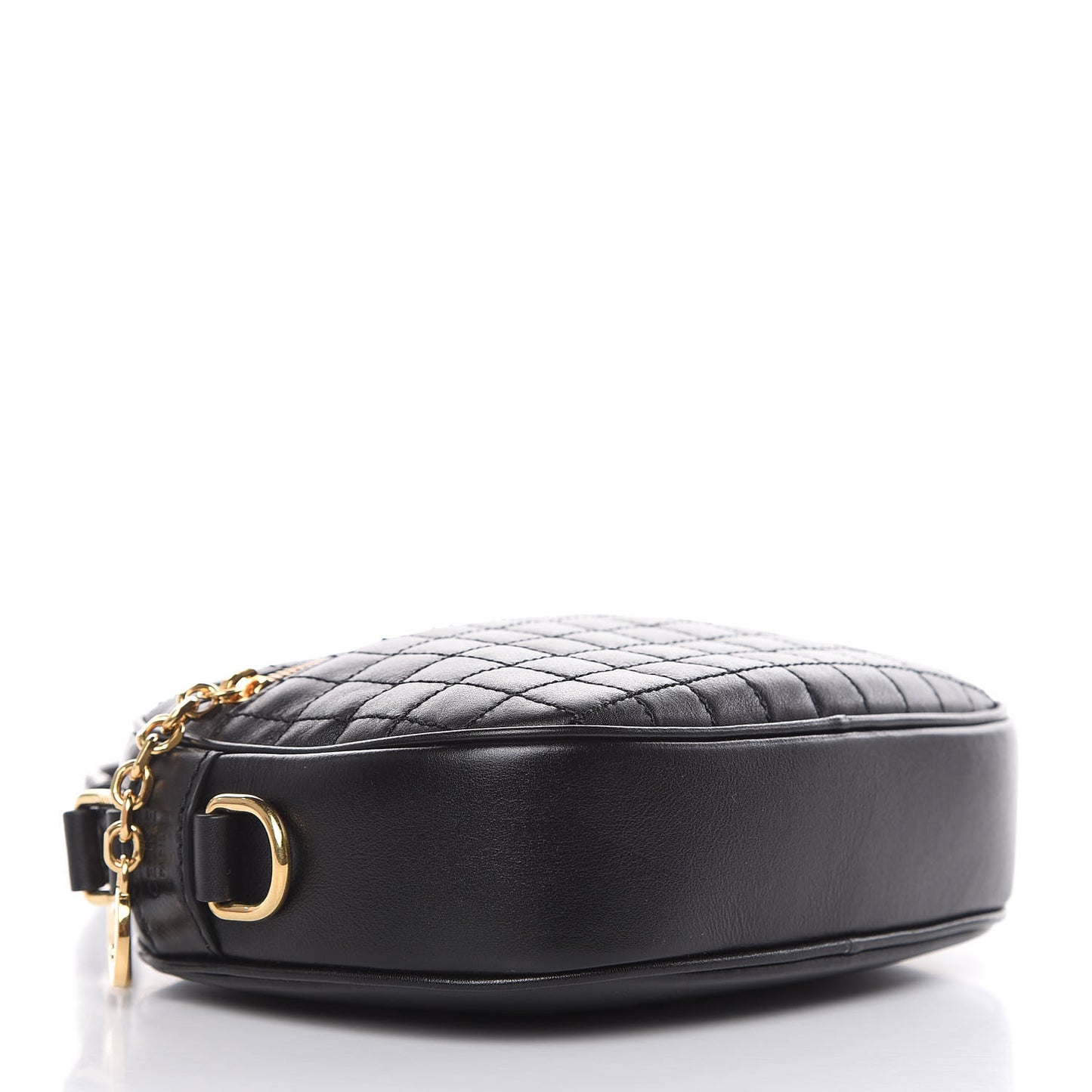 Calfskin Quilted Small C Charm Bag Black