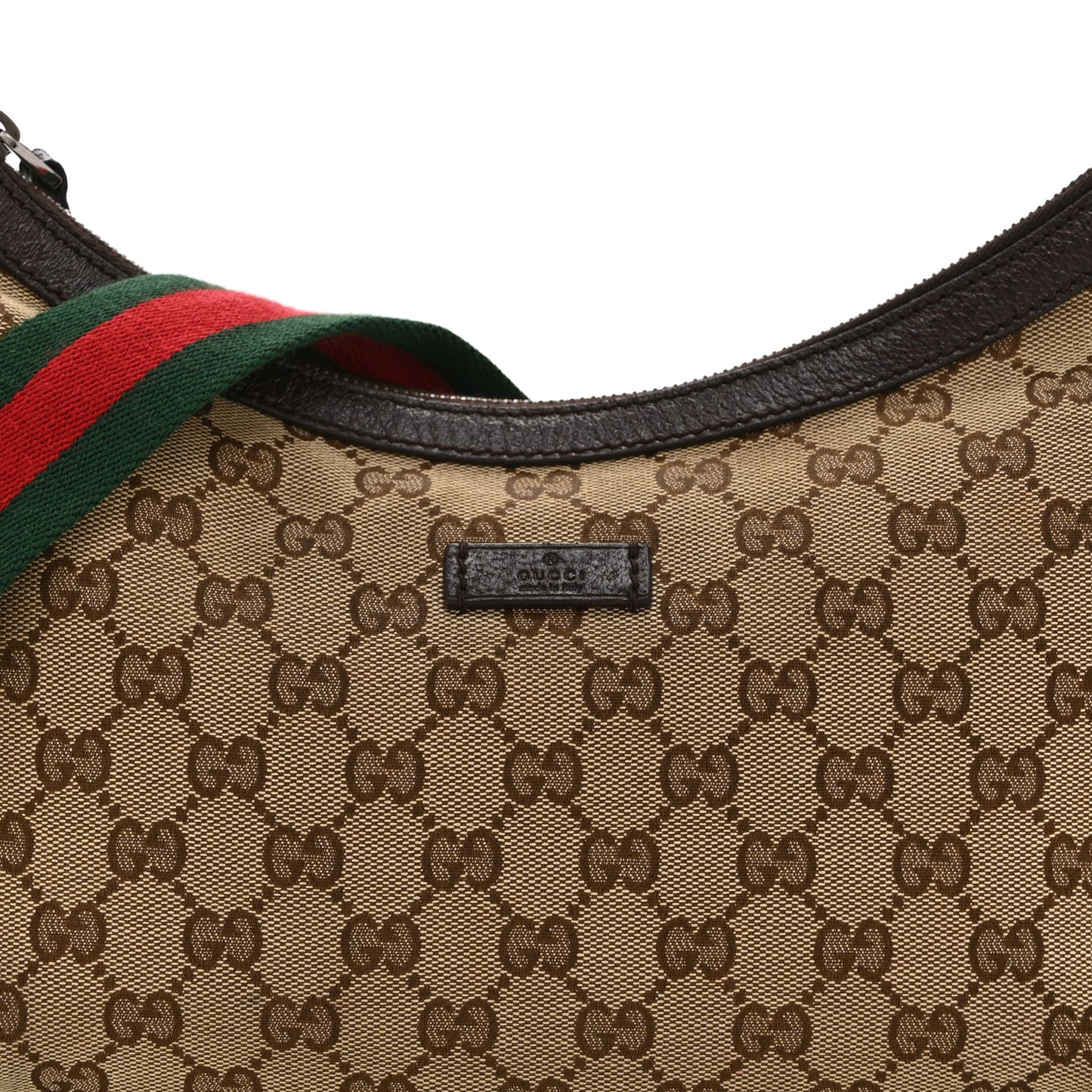 Monogram Web Medium Half Moon Hobo Dark Brown