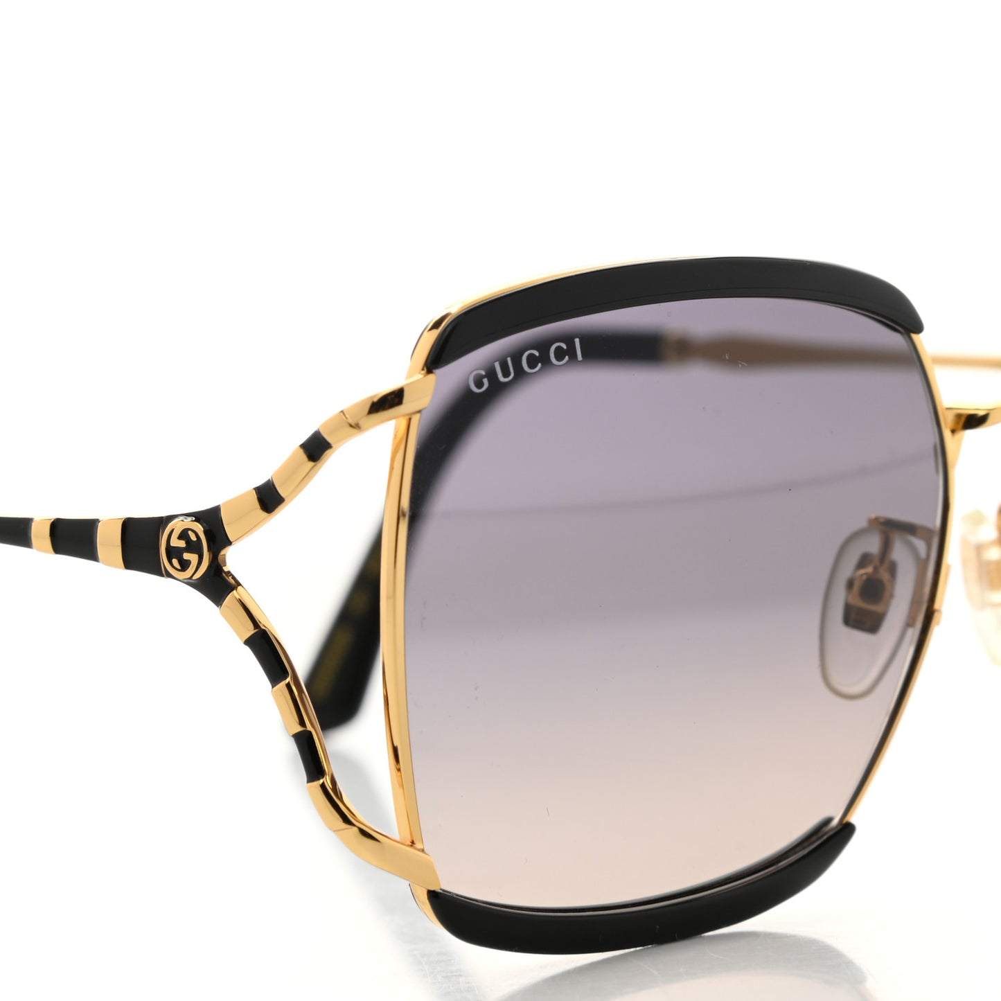 Metal Square Frame GG0593SK Sunglasses Gold Black