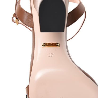 Gucci Lifford Calfskin GG Marmont Ankle Wrap 105mm Sandals 37 Cognac 7 of 11