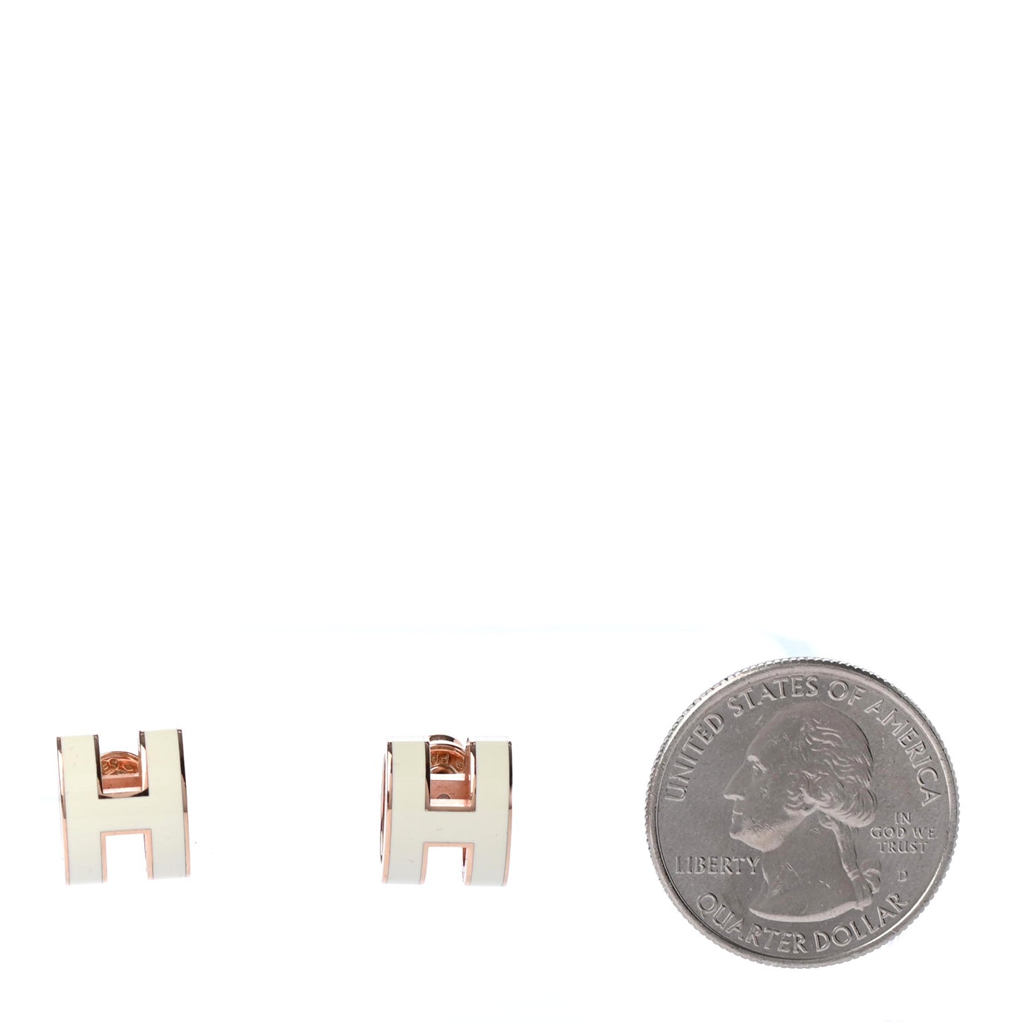Gold Lacquered Pop H Earrings Ecru