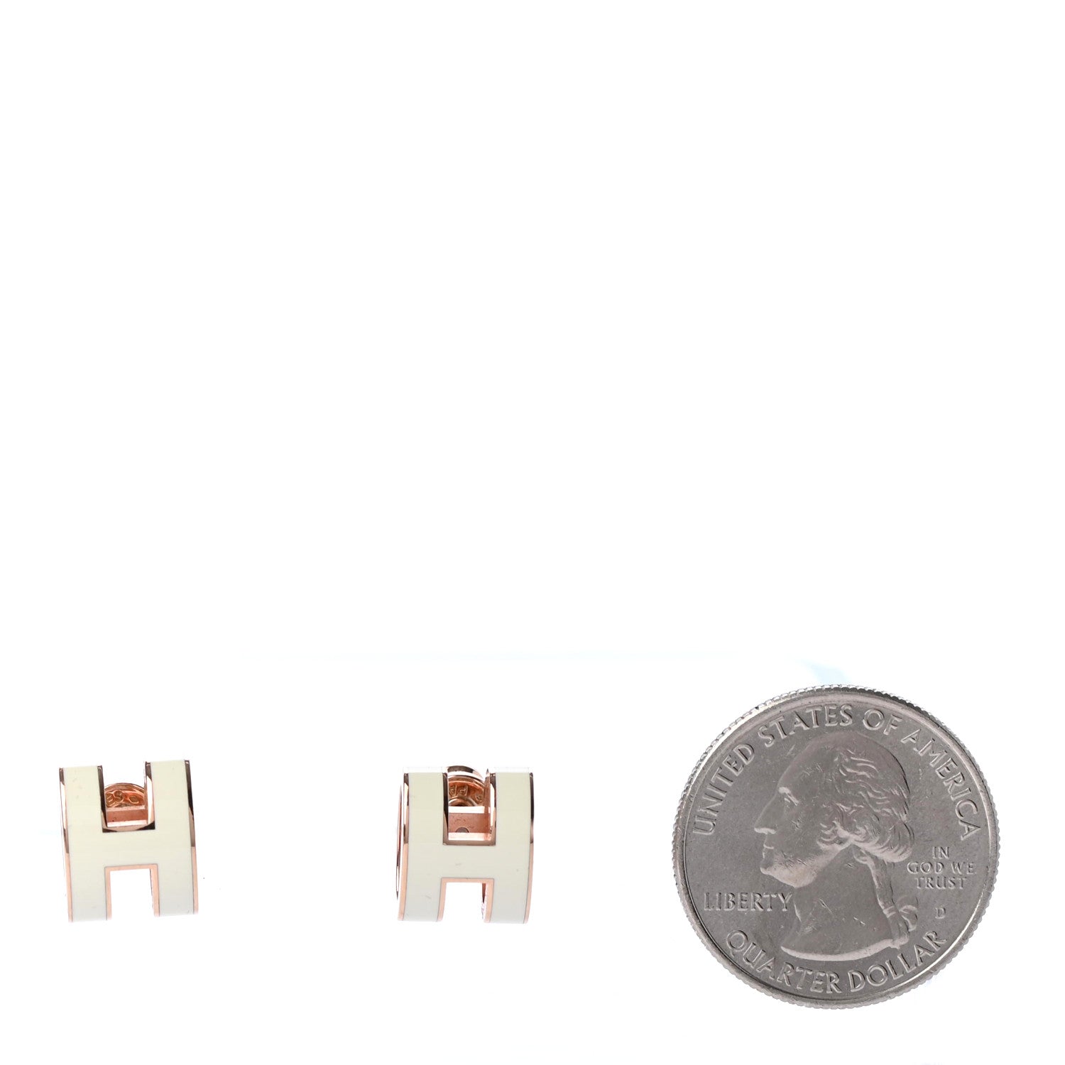 Hermes Gold Lacquered Pop H Earrings Ecru 2 of 5