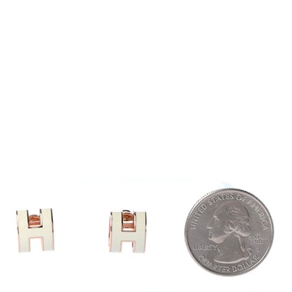 Hermes Gold Lacquered Pop H Earrings Ecru 2 of 5