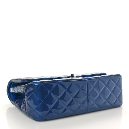 Chanel Patent Calfskin Quilted Jumbo Double Flap Blue 4 of 11