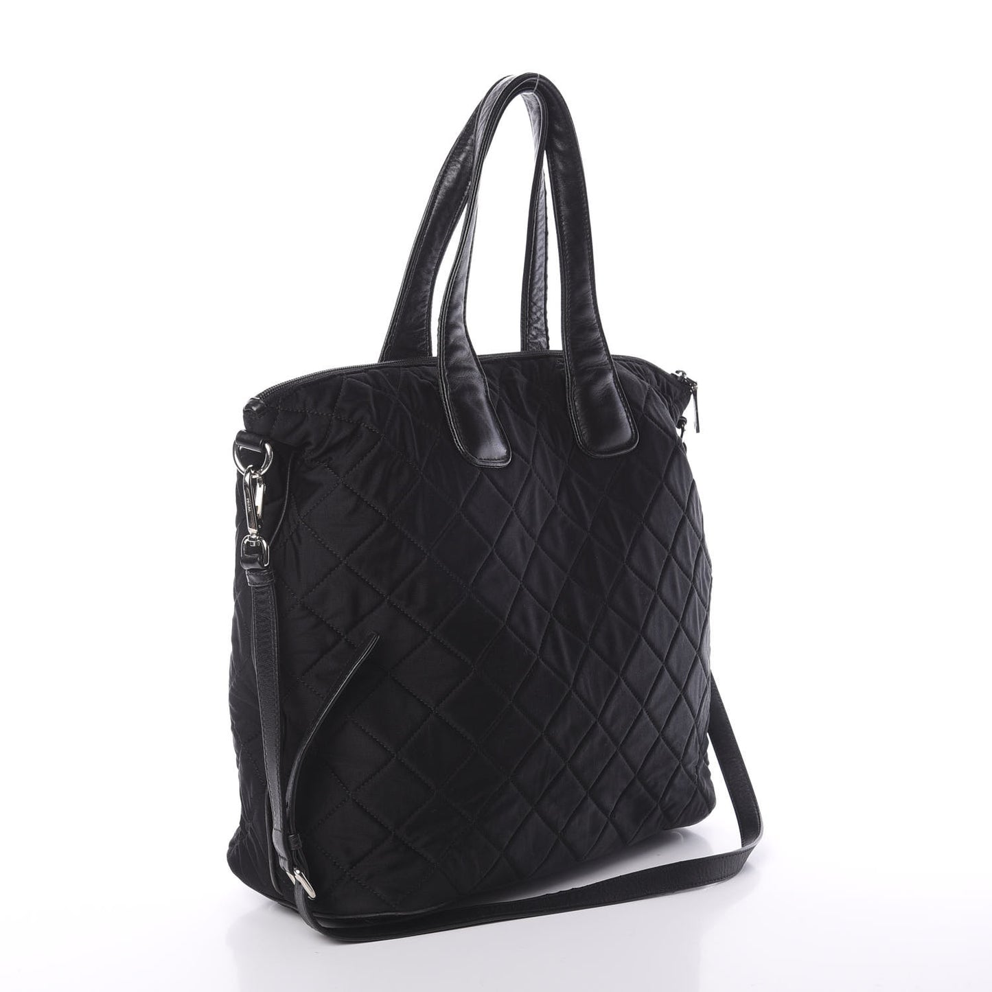 Tessuto Nylon Quilted Shopping Tote Black