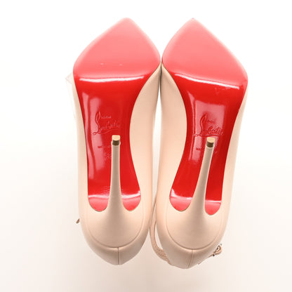 Christian Louboutin Nappa Conclusive 100 Ankle Strap Pumps 38 Leche 6 of 10