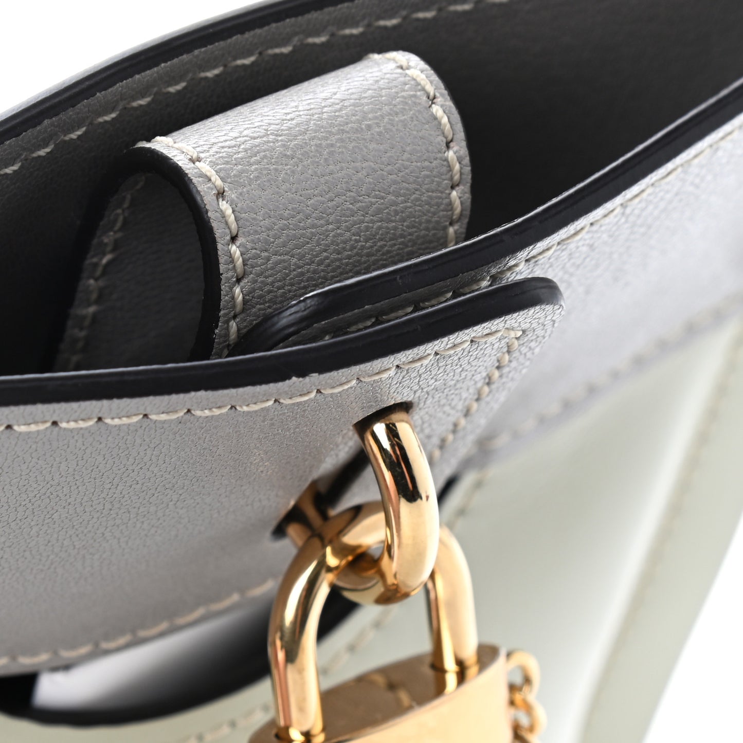 Shiny Calfskin Goatskin Mini Aby Bi-Color Bucket Light Eucalyptus