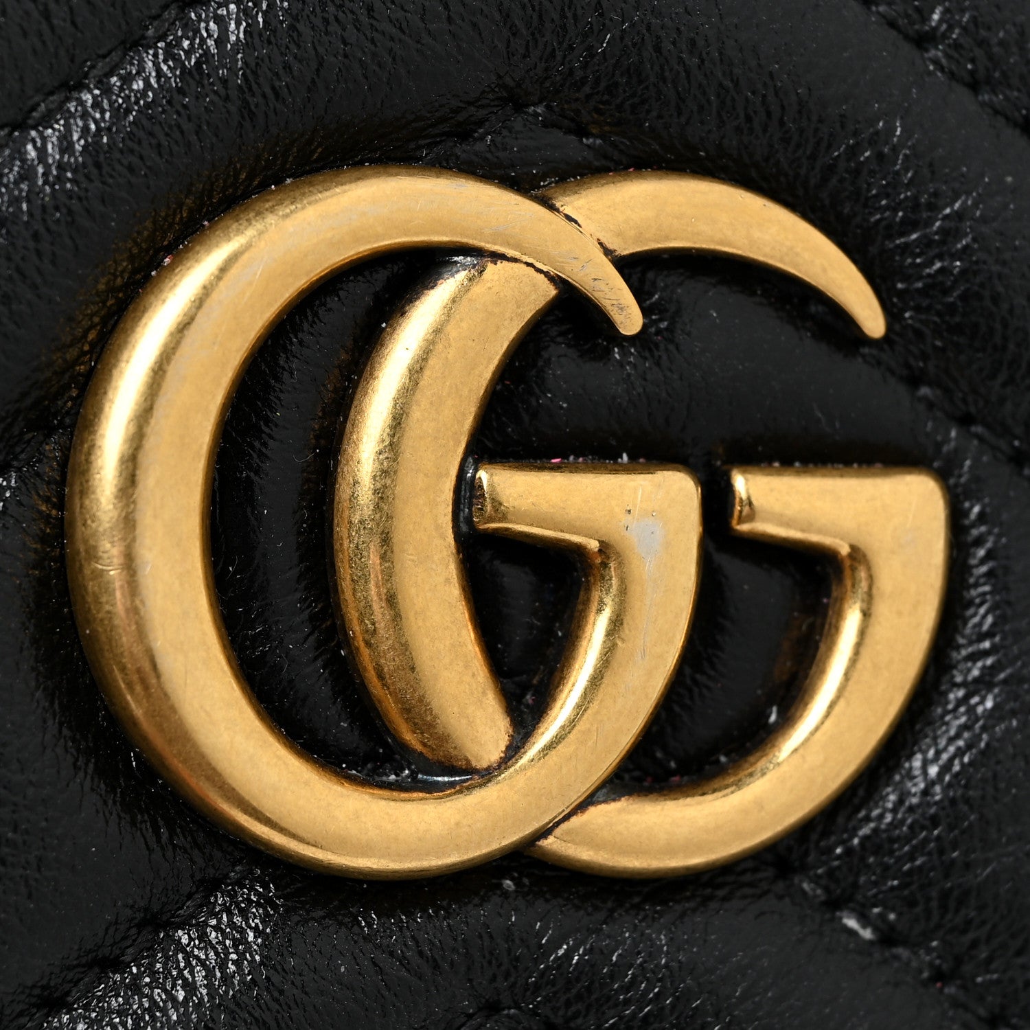 Gucci Azalea Calfskin Matelasse Heart Mini GG Marmont Round Shoulder Bag Black 12 of 13