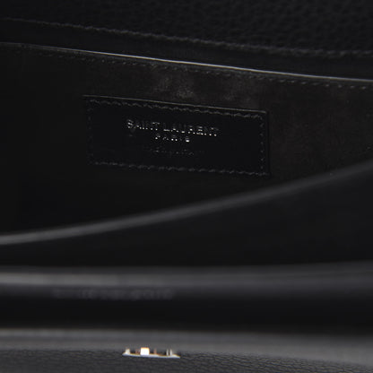 Saint Laurent Grained Calfskin Medium Monogram Sunset Satchel Black 6 of 8