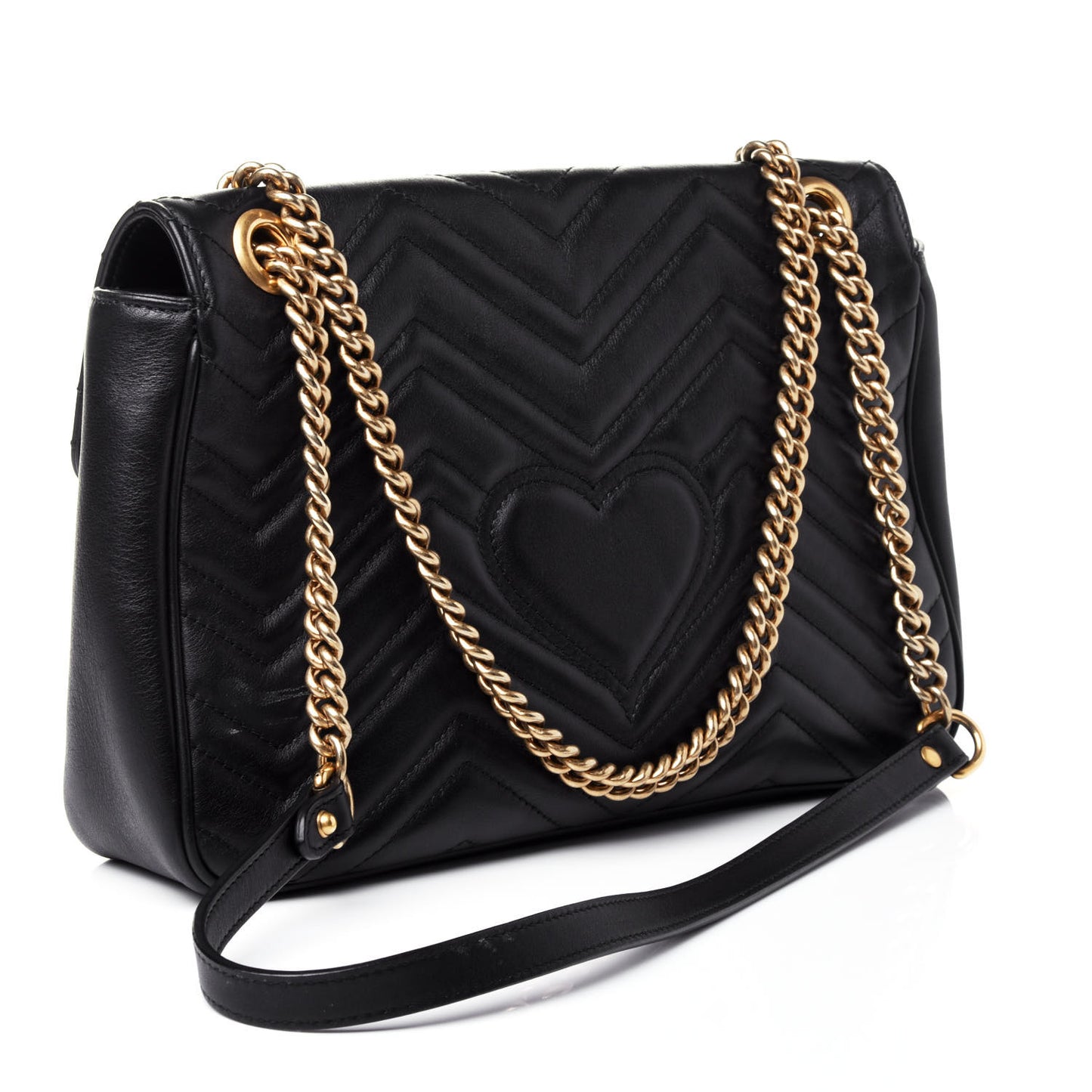 Calfskin Matelasse Medium GG Marmont Shoulder Bag Black