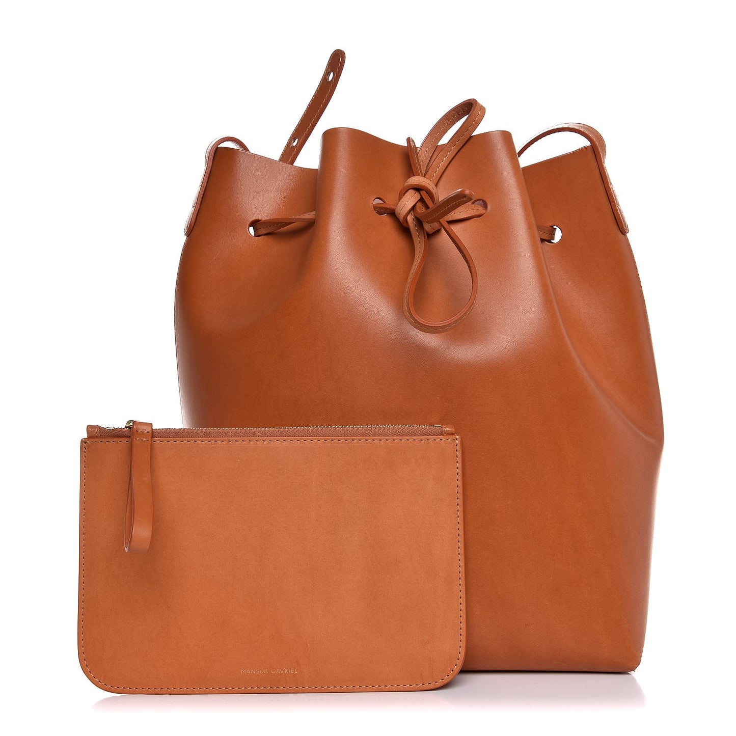 Vegetable Tanned Calfskin Bucket Bag Cammello Ballerina