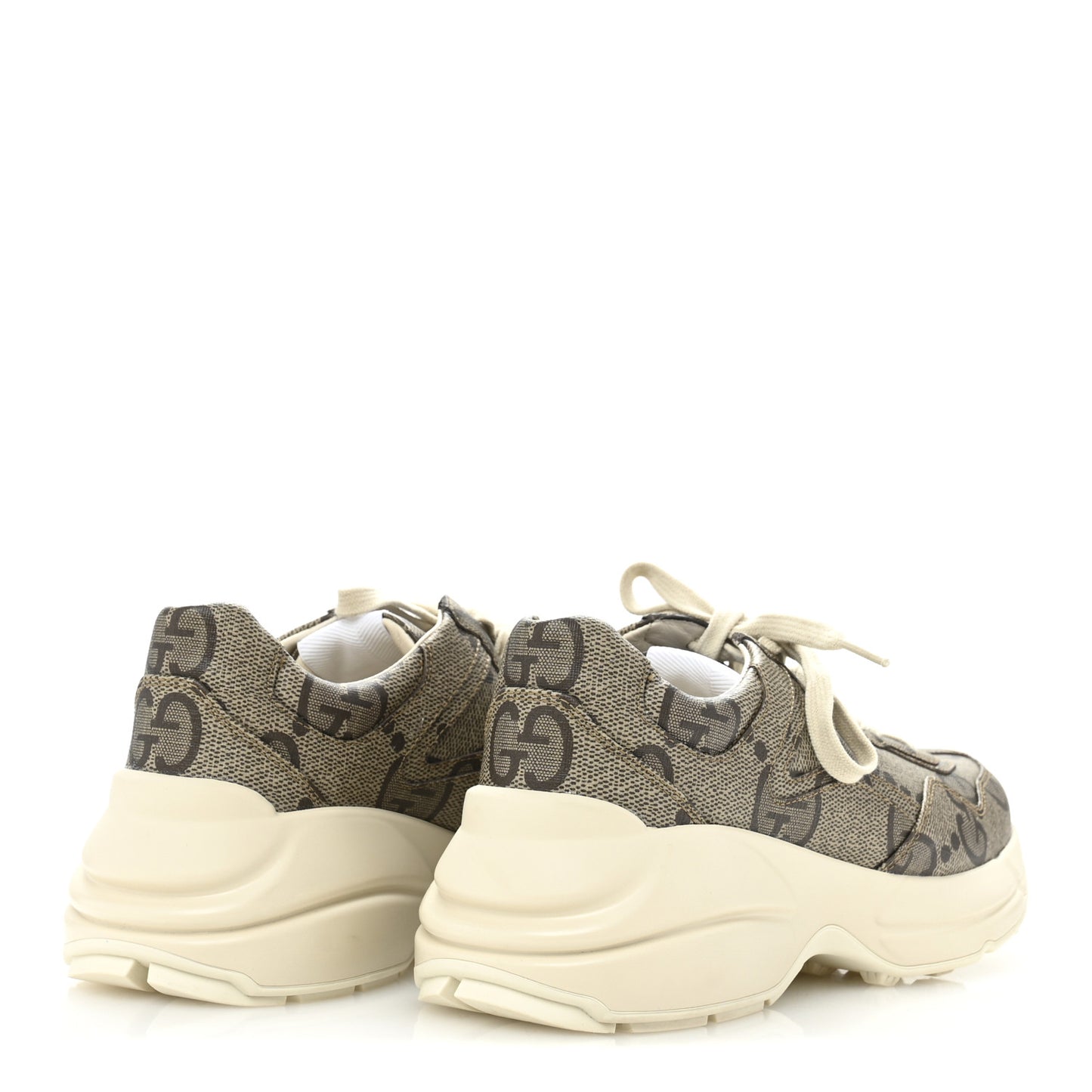 Maxi GG Supreme Monogram Gucci 100 Womens Rhyton Sneakers 37 Beige Ebony