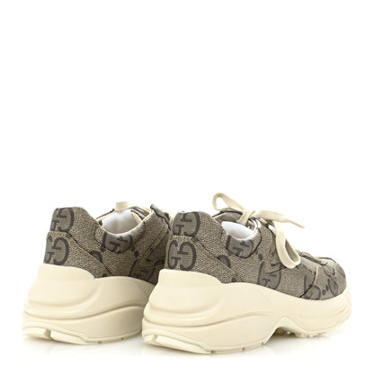 Gucci Maxi GG Supreme Monogram Gucci 100 Womens Rhyton Sneakers 37 Beige Ebony 5 of 10