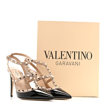 Valentino Garavani Patent Nappa Rockstud Ankle Strap 100mm Pumps 39 Black Poudre 25 of 26