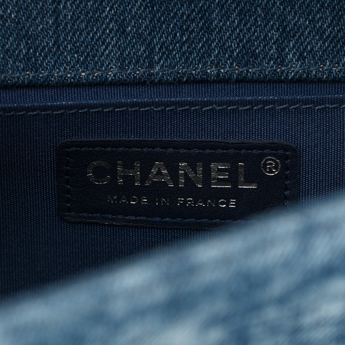Cotton Tweed Denim Medium Boy Flap Light Green Light Blue
